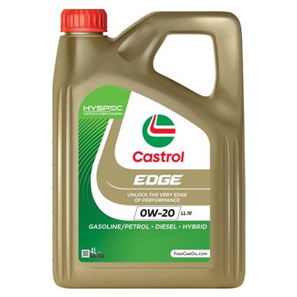 Óleo de motor edge da castrol para motores a gasolina e gasóleo 0w-20 ll iv 4 l