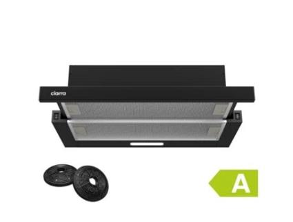 Exaustor Telescópico CIARRA 60cm 370 m3/h 3 Velocidades Recirculação Preto Inox CD6906DB