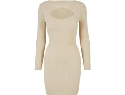 Vestido de Mulher URBAN CLASSICS Recortes Malha Branco (XL)