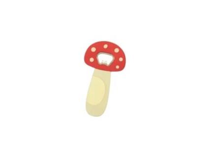 FISURA Abre-Garrafas Original em Forma de Cogumelo Vermelho e Branco Fabricado em Abs e Metal 9x13 cm