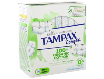Proteção de Algodão Super 100% Algodão Orgânico 14 Discos TAMPAX