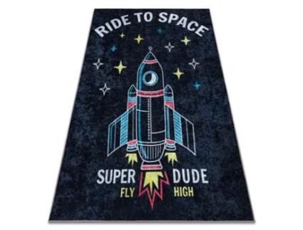 Junior 52069.801 Tapete Foguete Espacial para Crianças Antiderrapante Preto