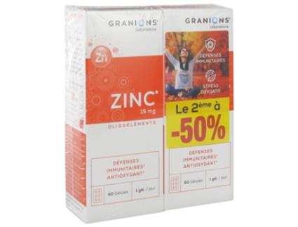 Zinco 15 Mg Lote de 2 X 60 Cápsulas GRANIONS