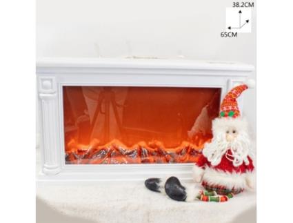 Chama Decorativa para Lareira Elétrica Embutida com Conjunto de Toras Efeito Decorativo Branco 65X14,2X38,2Cm SELEOK