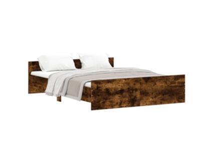 Estrutura de Cama com Painéis de Cabeceira e Pés VIDA XL Carvalho Fumado