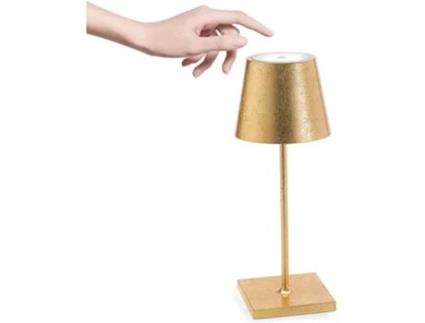 Candeeiro de Mesa Poldina Pro Mini Led Gold Leaf Recarregável e Regulável ZAFFERANO