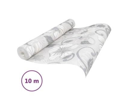 Papel de Parede 3D VIDA XL com Padrão de Flores Cinzento
