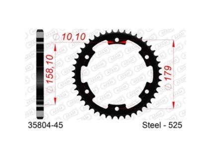 Roda Dentada Traseira de Aço para Motociclos AFAM 525 45 Dents