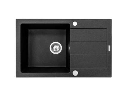 Lava-Loiça de De Uma Cuba PYRAMIS 78X50 1B 1D 070052701 Czarny Preto