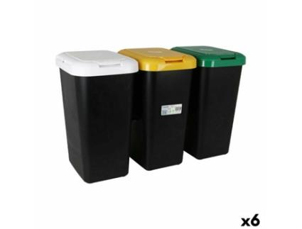 Caixote de Lixo para Reciclagem Tontarelli Amarelo Branco Verde (6 Unidades)