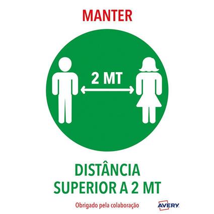 Etiqueta Adesiva Distância de Segurança ‘Manter Distância Superior a 2m’, A4