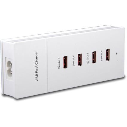 Carregador 4 Portas USB 5V, Branco