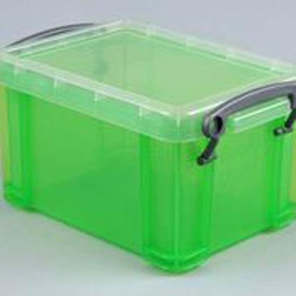 Caixa de armazenamento empilhável verde de 0,9 L, 220 x 100 x 70 mm