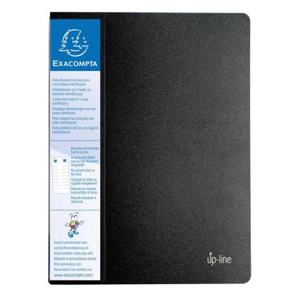Livro de apresentação Up-line, A4, 60 bolsas, suporte de etiqueta nos 3 lados, polipropileno, preto
