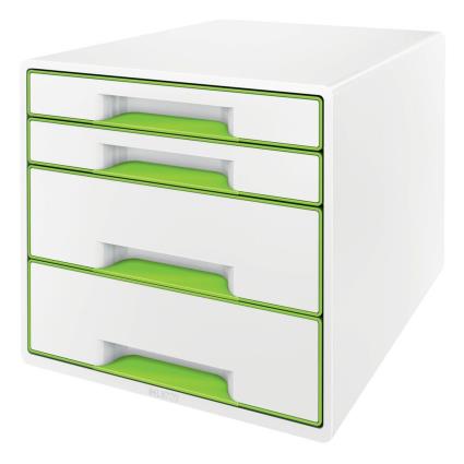 Arquivador WOW CUBE, A4 Maxi, 4 Gavetas, 287 x 270 x 363 mm, Branco e Verde