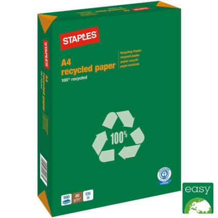 Papel Reciclado Multiusos para Impressoras a Laser e a Jato de Tinta, Fotocopiadoras e Aparelhos de Fax, A4, 80 g/m², Branco