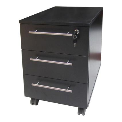Bloco Rodado com 3 Gavetas Picasso, 41,8 x 61,5 x 52 cm, Preto