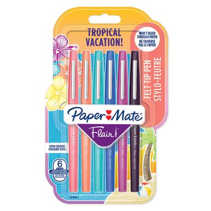 Caneta com Ponta de Fibra Flair® Tropical, Ponta Média de 0,7 mm, Cores Sortidas