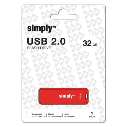 Unidade Flash USB 2.0, 32 GB, Tampa, Vermelho