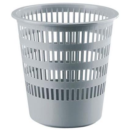 Cesto Papéis, 12 L, Plástico Reciclado, Cinzento