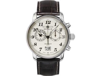 ZEPPELIN Castanho Couro Genuíno Lz127 Graf ZEPPELIN Castanho Couro Genuíno Chrono 7684-5 Relógio para Homem