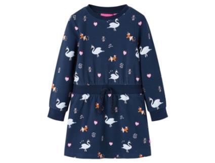 Vestido de Criança VIDAXL Comprida Vida Xl Estampa Cisne 128.0 Azul (128 cm)