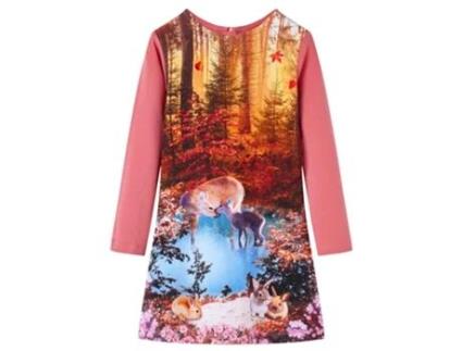 Vestido de Criança VIDAXL Comprida Vida Xl Estampa Veado 140.0 Rosa (140 cm)