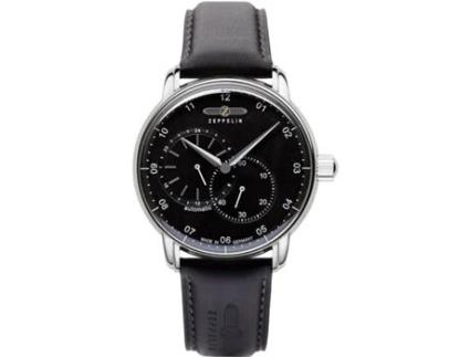 ZEPPELIN Preto Pele de Bezerro New Captains Line Autom. 8662-2 Relógio para Homem