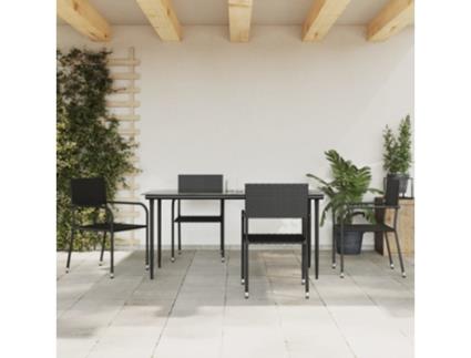 5 Peças Conjunto de Jantar CLIC & BUY para Jardim Vime Pe Preto