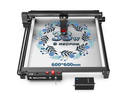 Máquina de Gravação a Laser MECPOW X5 Pro 33W 600X600Mm Área de Gravação 0.08X0.1Mm Ponto a Laser com Assistência Automática de Ar