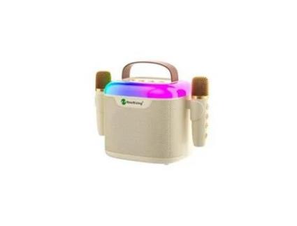 Suporte Coluna Wireless Portátil Microfones Luz Led Rgb APOKIN Bege