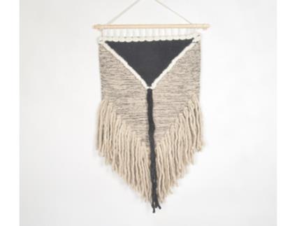 Peça Decorativa LUV SAFFRON Monochrome Fringed Cotton & Wool Wall Hanging