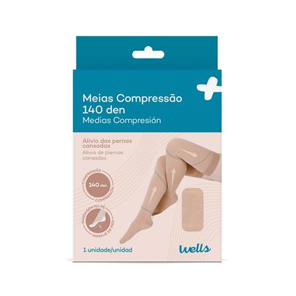 Meias Descanso Altas Alívio e Prevenção Bege Wells