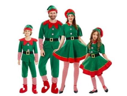 Conjunto de Cosplay de Elfo Verde de Natal para Pais e Filhos Feminino 160