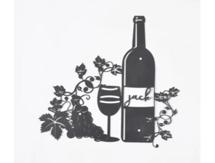 Peça Decorativa LUV SAFFRON Iron Jack Wine And Grapes Wall Decor