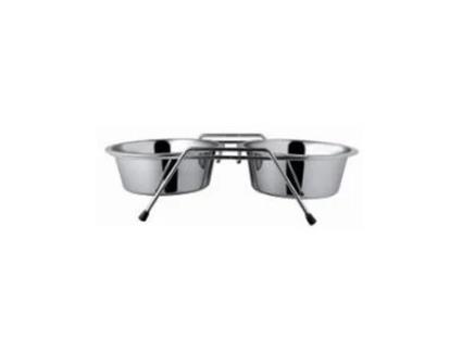 Comedouro Duplo em Inox 2X25Cm