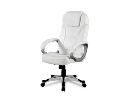 Cadeira de Escritório com Assento de Pele Sintética Branco Modelo Elisabeth FURNITURE STYLE