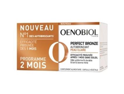 Recipiente para pele clara autobronzeadora Perfect Bronze de 2 x 30 cápsulas OENOBIOL