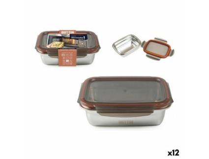Lancheira Hermética Quttin Retangular Aço 1L (12 Unidades)