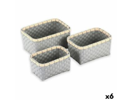Conjunto de Cestas Confortime 3 Peças Retangular (3 Peças) (6 Unidades)