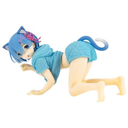 Taito Prize Re:zero Starting Life In Another World Pvc Statue Rem Cat Roomwear Version Azul