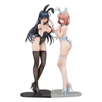 Ensoutoys 1/6 Black Bunny Aoi & White Bunny Natsume 30 31 Cm Statue Preto