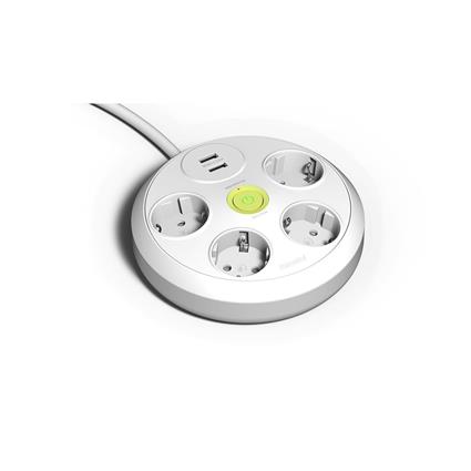 Famatel Round 2 Usb 3 M Power Strip 4 Outlets With Switch Prateado