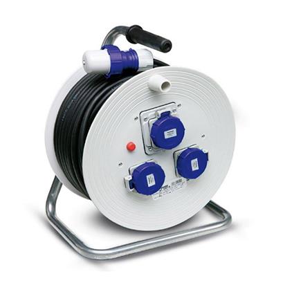 Famatel 30019 Industrial Cable Reel 3 Sockets Prateado