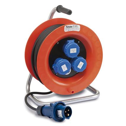 Famatel 30002 Industrial Cable Reel 3 Sockets Laranja