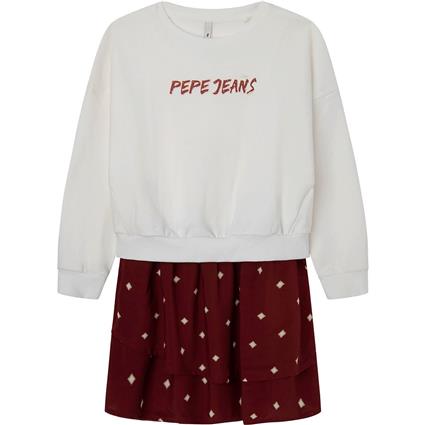 Pepe Jeans Saidi Long Sleeve Dress Vermelho 12 Years Menina