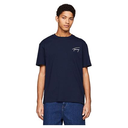 Tommy Jeans Reg Signature Ext Short Sleeve T-shirt Azul L Homem