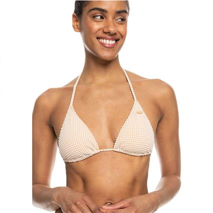 Roxy Erjx305246 Gingham Bikini Top Beige L Mulher