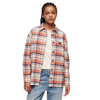 Superdry Check Long Sleeve Shirt Laranja XS Mulher