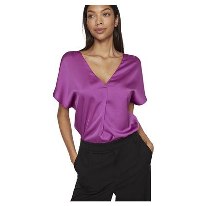 Vila Ellette Short Sleeve Blouse Roxo 36 Mulher